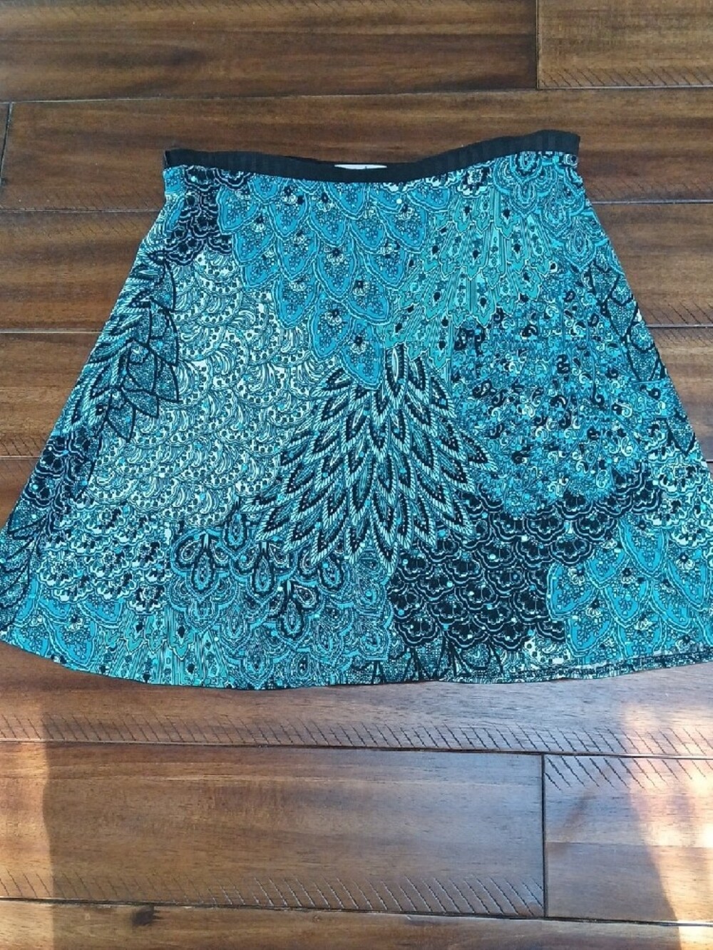 Turquoise Paisley A-Line Skirt - Picture 2 of 5